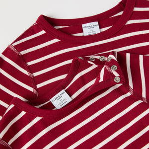 Organic Cotton Red Striped Kids Top from the Polarn O. Pyret kidswear collection. Ethically produced kids clothing.