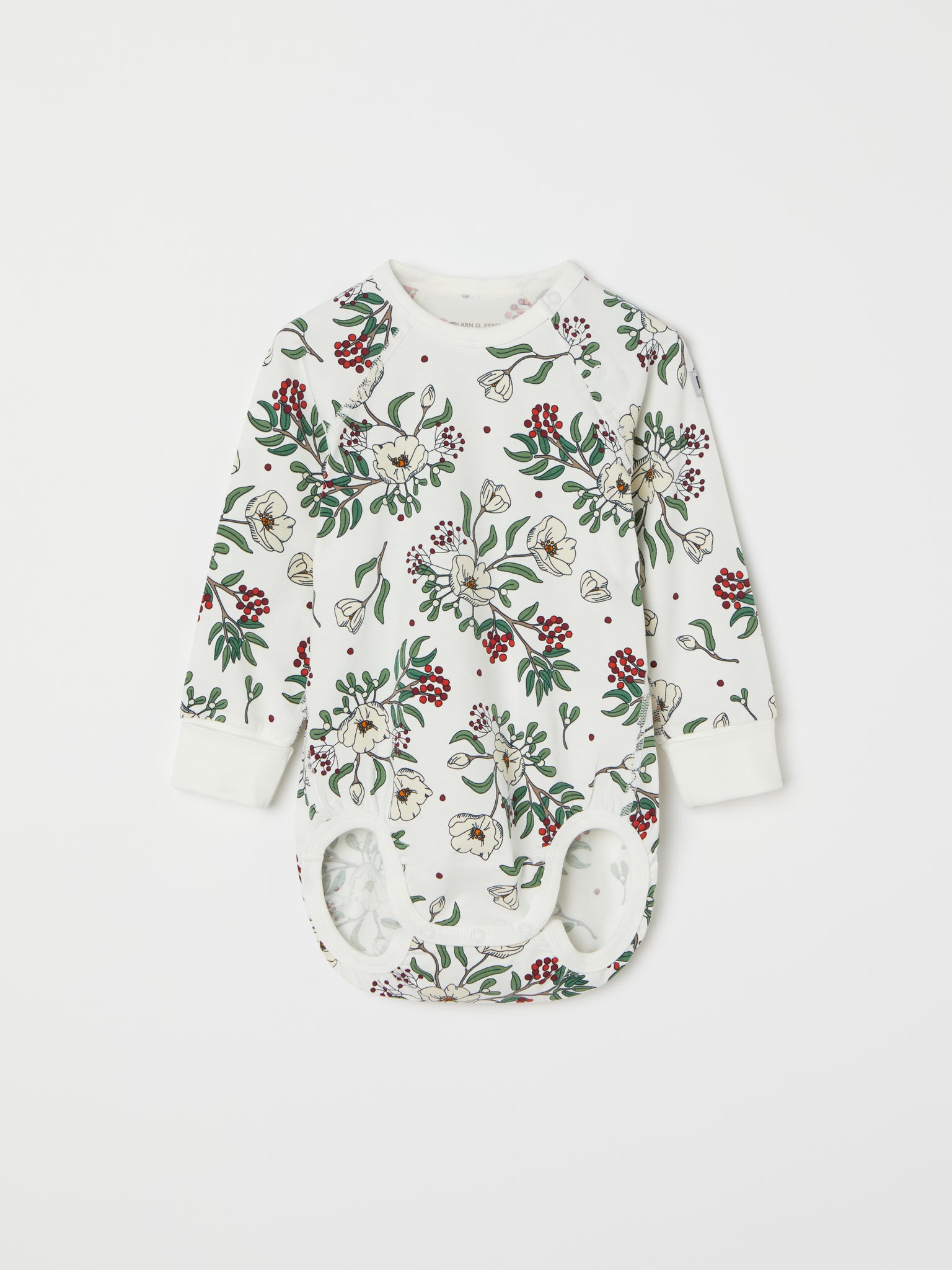 Organic Cotton Floral Print Babygrow from the Polarn O. Pyret baby collection. Nordic kids clothes made from sustainable sources.