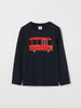 Bus Print Cotton Kids Top from the Polarn O. Pyret kidswear collection. Clothes made using sustainably sourced materials.