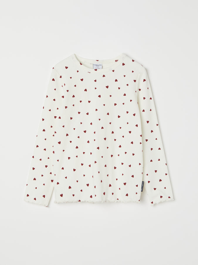 Ribbed Heart Print Kids Top from the Polarn O. Pyret kidswear collection. Ethically produced kids clothing.