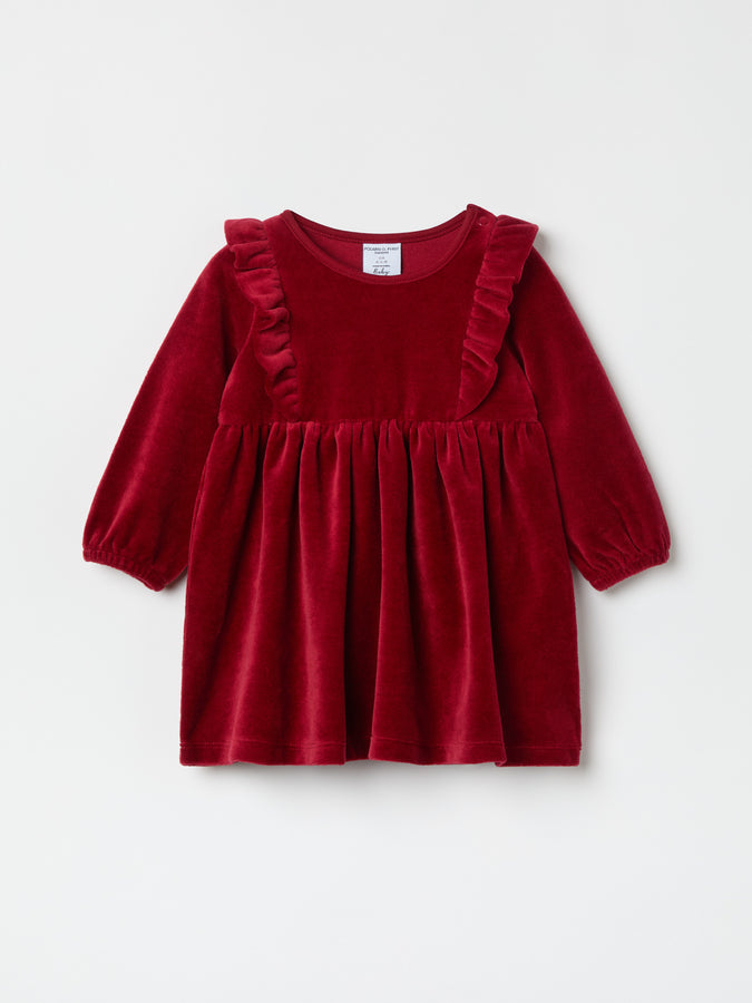 Organic Cotton Velour Dress from the Polarn O. Pyret baby collection. Clothes made using sustainably sourced materials.