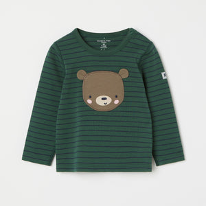 Bear Appliqué Organic Cotton Baby Top from the Polarn O. Pyret baby collection. Clothes made using sustainably sourced materials.