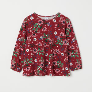 Red Floral Print Kids Top from the Polarn O. Pyret kidswear collection. Clothes made using sustainably sourced materials.