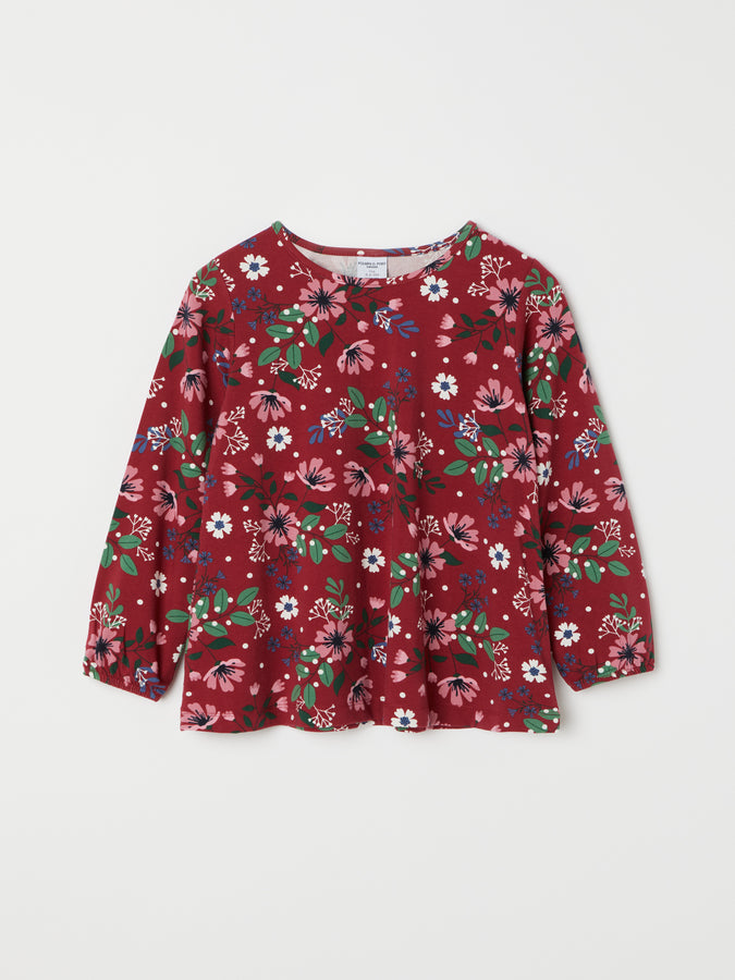 Red Floral Print Kids Top from the Polarn O. Pyret kidswear collection. Clothes made using sustainably sourced materials.