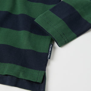 Green Striped Kids Rugby Shirt from the Polarn O. Pyret kidswear collection. Nordic kids clothes made from sustainable sources.