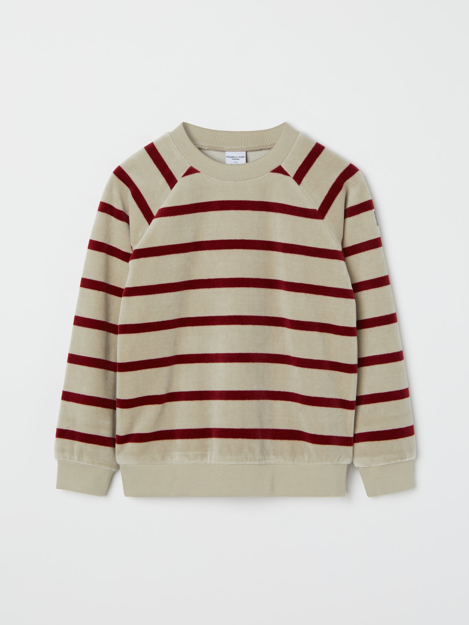 Red Striped Velour Top from the Polarn O. Pyret kidswear collection. Nordic kids clothes made from sustainable sources.