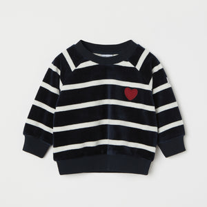 Blue Striped Velour Baby Top from the Polarn O. Pyret baby collection. Nordic kids clothes made from sustainable sources.