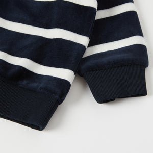 Blue Striped Velour Baby Top from the Polarn O. Pyret baby collection. Nordic kids clothes made from sustainable sources.