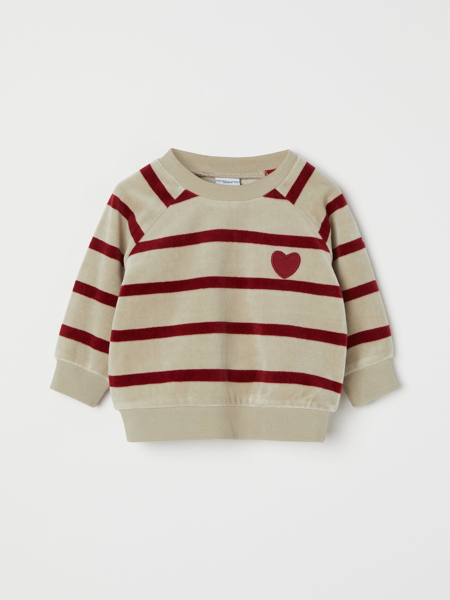 Red Striped Velour Baby Top from the Polarn O. Pyret baby collection. Ethically produced kids clothing.