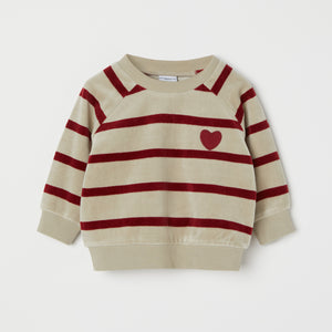 Red Striped Velour Baby Top from the Polarn O. Pyret baby collection. Ethically produced kids clothing.