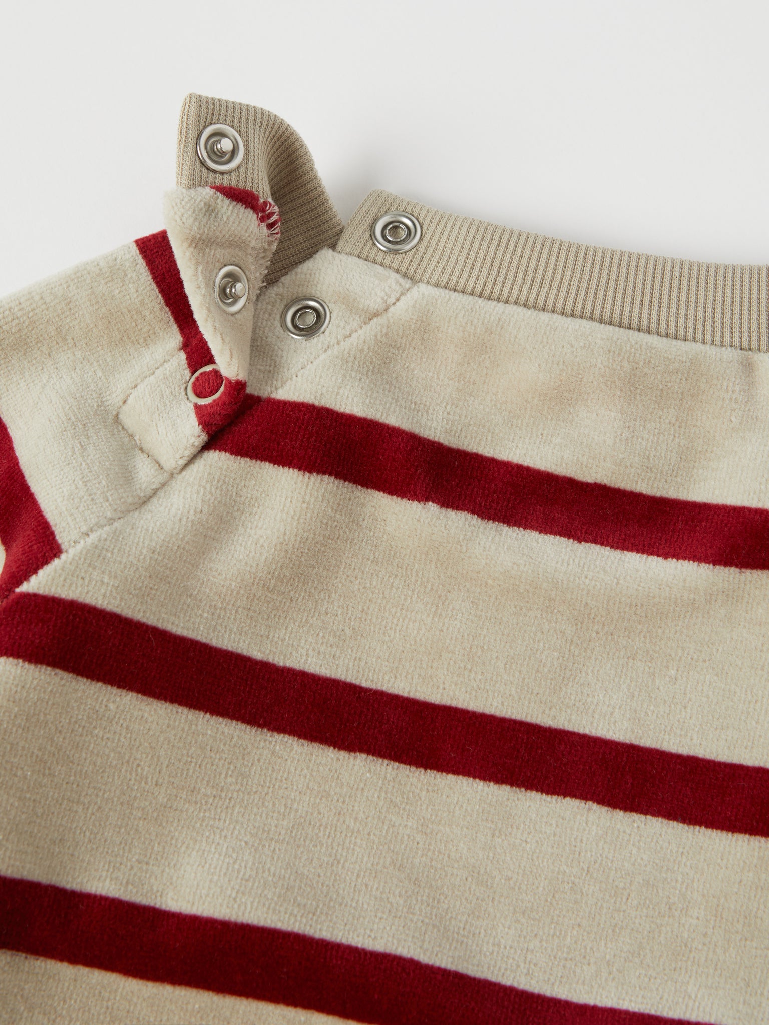 Red Striped Velour Baby Top from the Polarn O. Pyret baby collection. Ethically produced kids clothing.