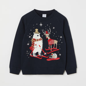 Fun Kids Christmas Sweatshirt from the Polarn O. Pyret kidswear collection. Clothes made using sustainably sourced materials.