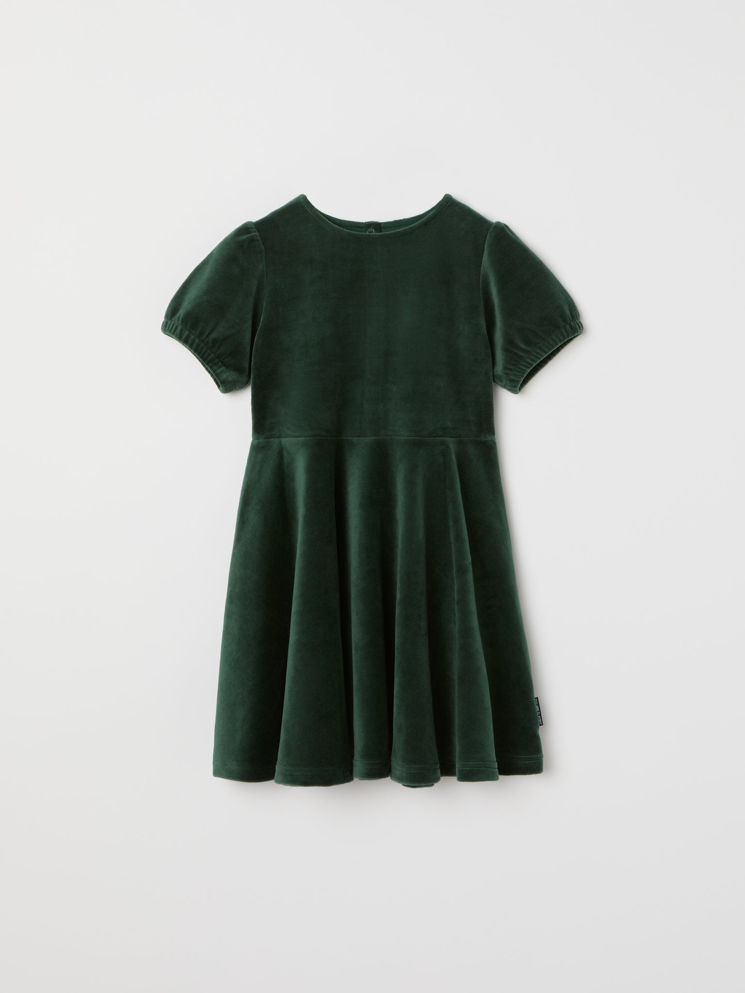 Green Velour Kids Dress from the Polarn O. Pyret kidswear collection. Nordic kids clothes made from sustainable sources.