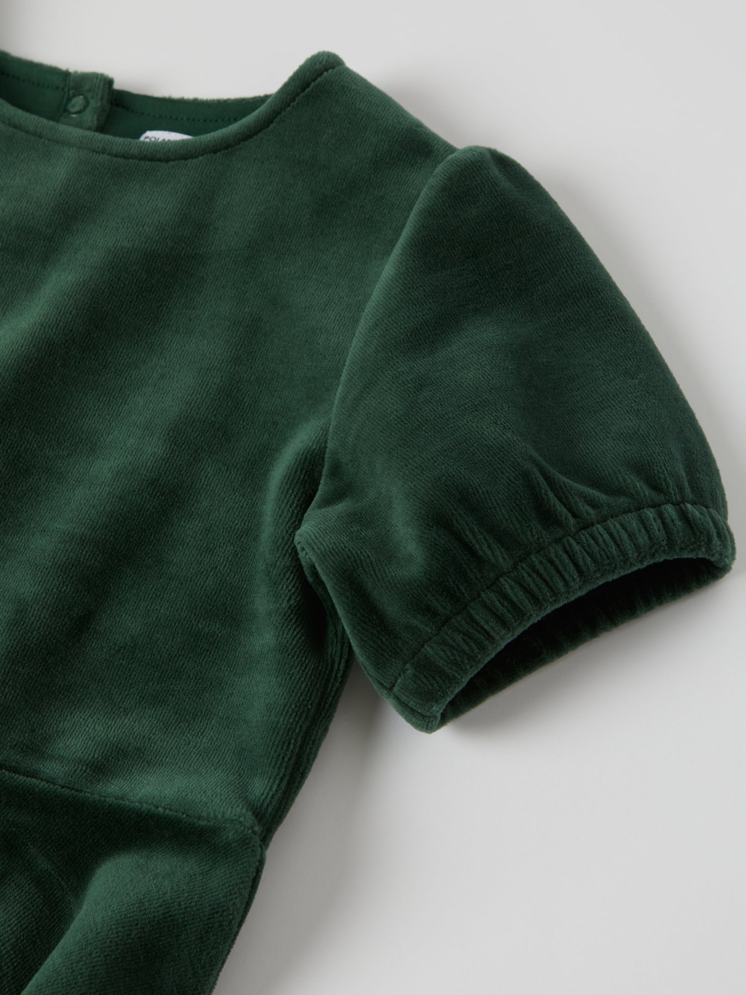 Green Velour Kids Dress from the Polarn O. Pyret kidswear collection. Nordic kids clothes made from sustainable sources.