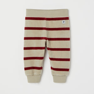 Red Striped Velour Baby Trousers from the Polarn O. Pyret baby collection. Ethically produced kids clothing.