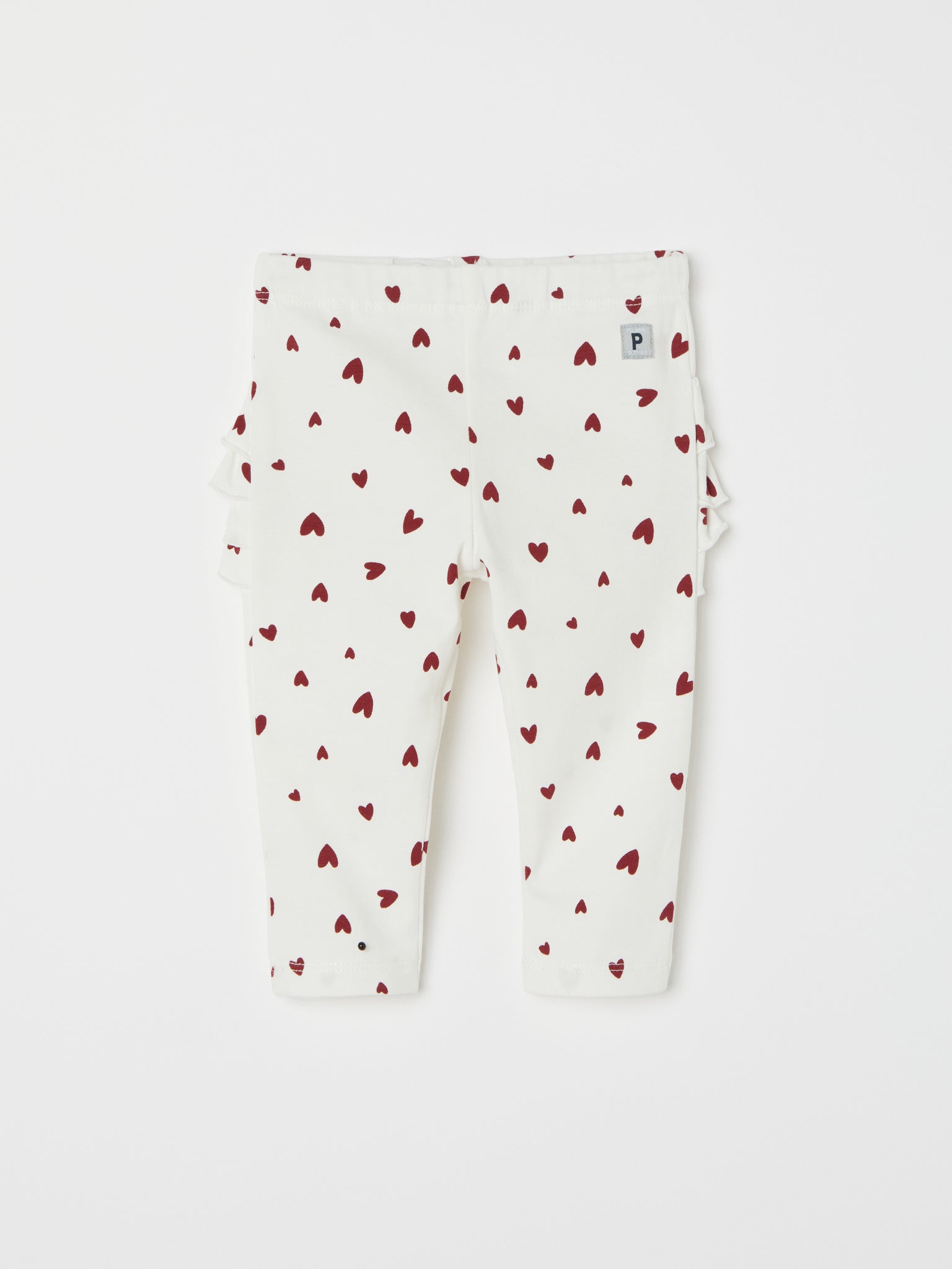 Heart Print Ruffled Baby Leggings from the Polarn O. Pyret baby collection. Ethically produced kids clothing.