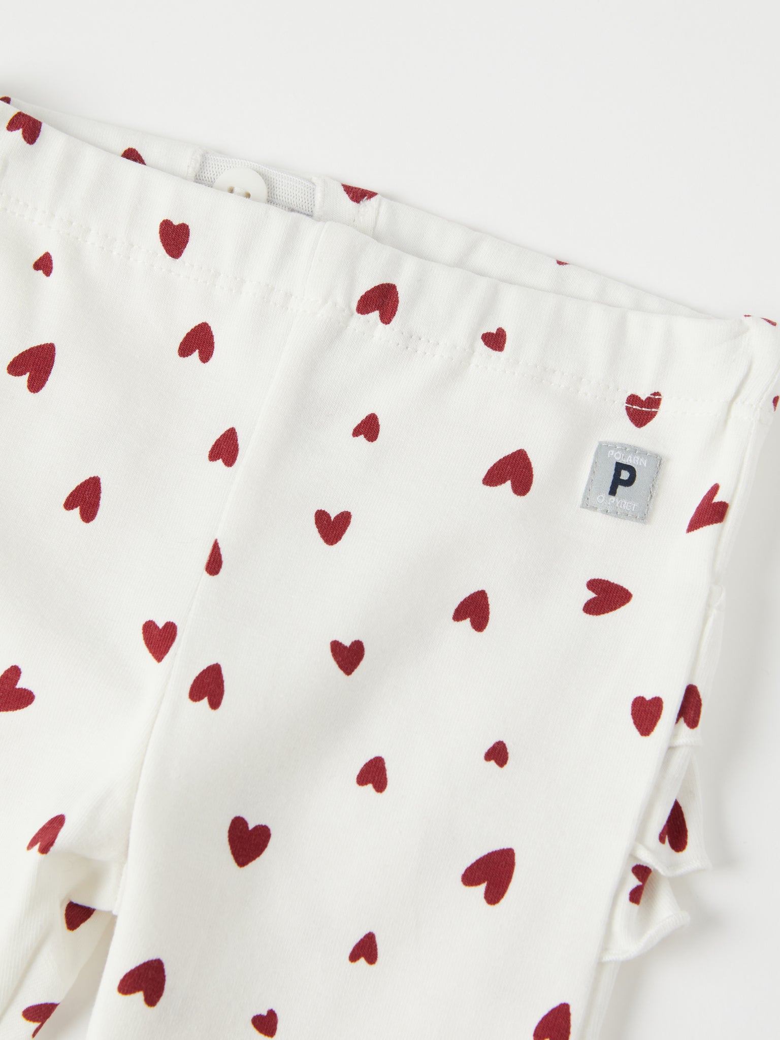 Heart Print Ruffled Baby Leggings from the Polarn O. Pyret baby collection. Ethically produced kids clothing.