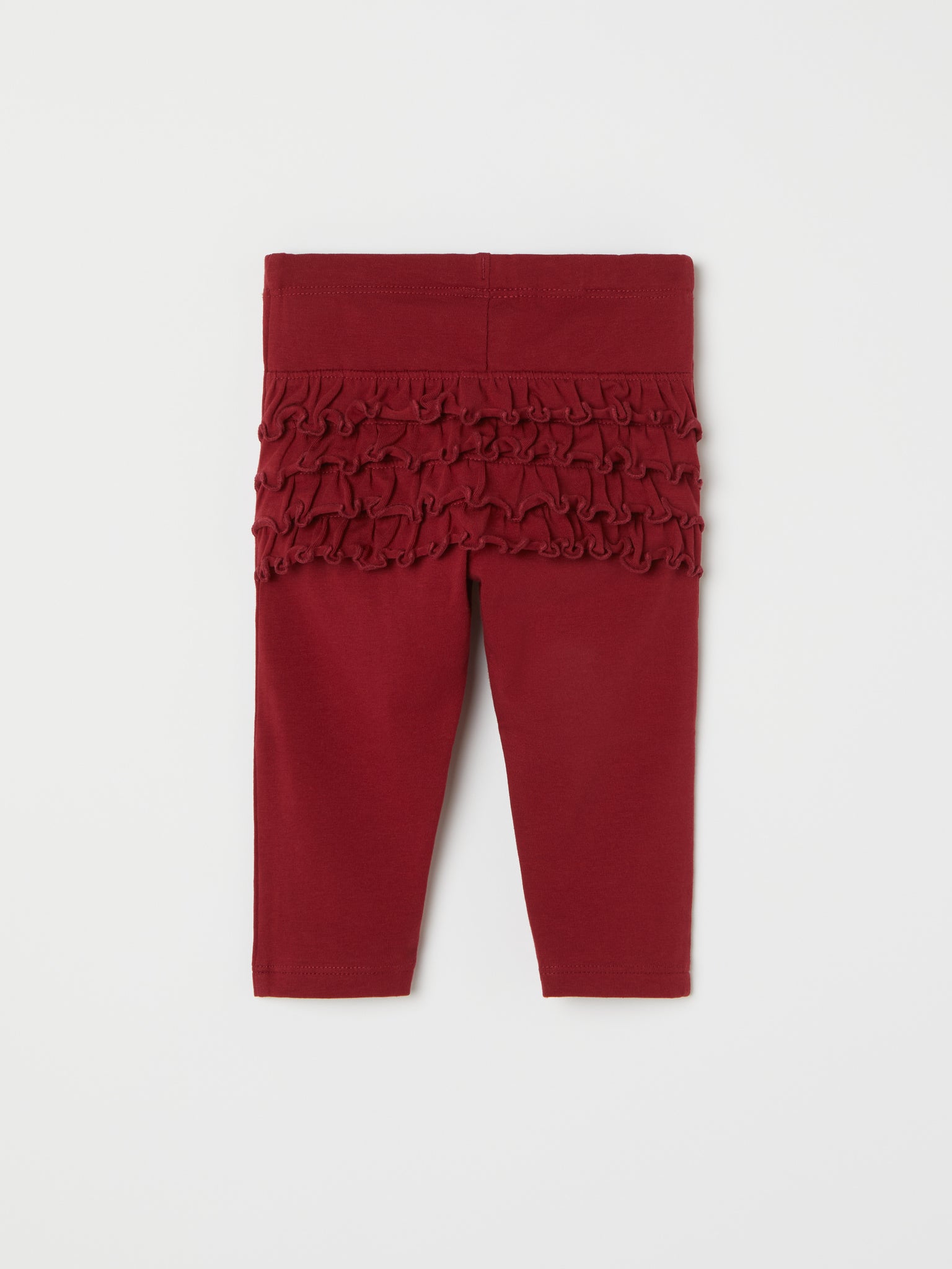 Red Ruffled Baby Leggings from the Polarn O. Pyret baby collection. Clothes made using sustainably sourced materials.