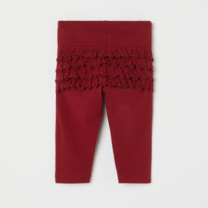 Red Ruffled Baby Leggings from the Polarn O. Pyret baby collection. Clothes made using sustainably sourced materials.