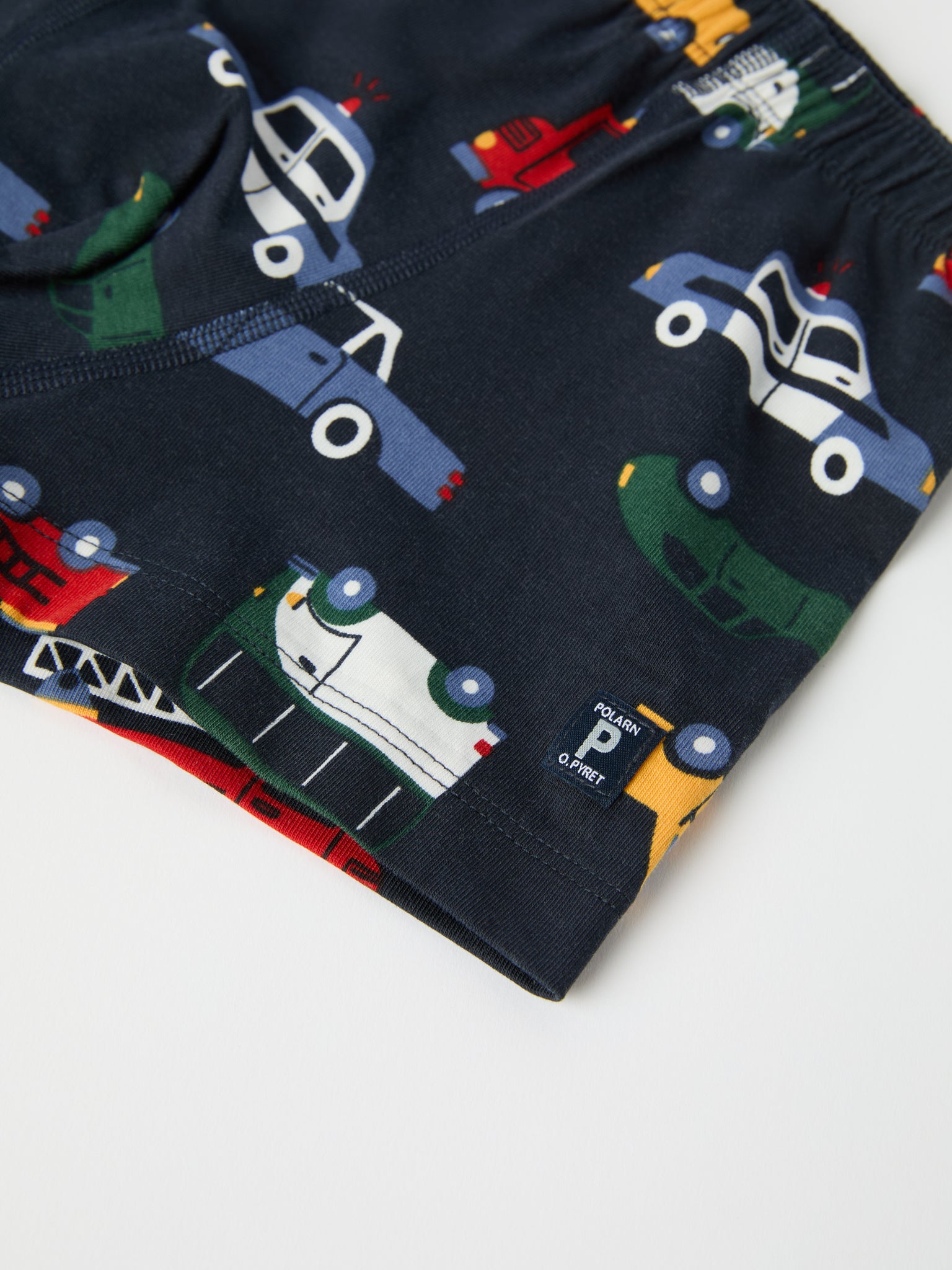 Organic Cotton Car Print Boys Boxers from the Polarn O. Pyret kidswear collection. Clothes made using sustainably sourced materials.