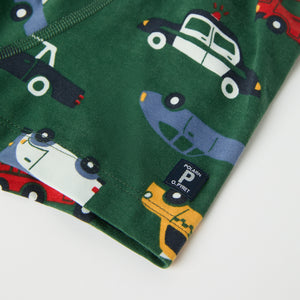 Organic Cotton Car Print Boys Boxers from the Polarn O. Pyret kidswear collection. Nordic kids clothes made from sustainable sources.