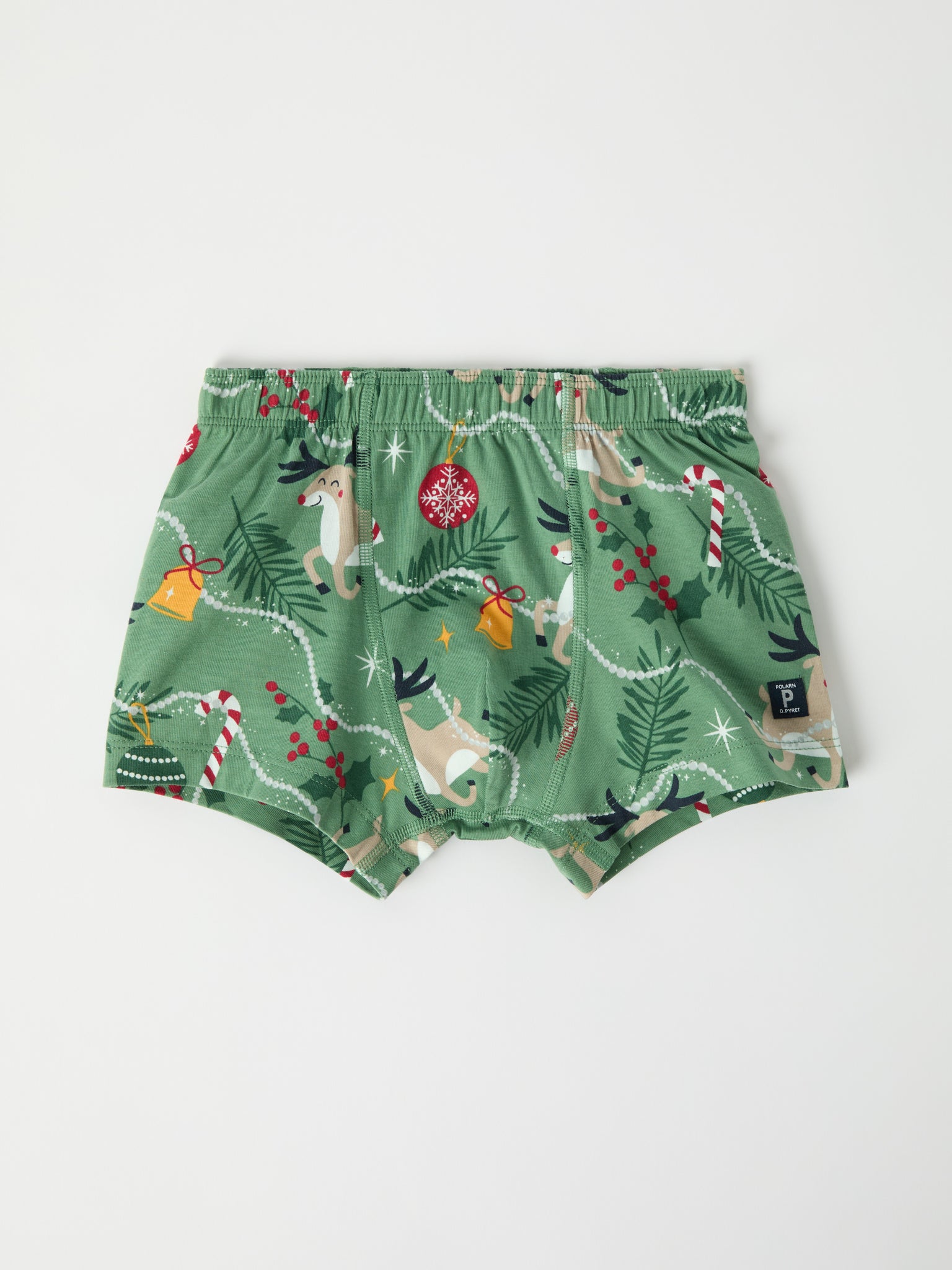 Christmas Reindeer Print Boys Boxers from the Polarn O. Pyret kidswear collection. Clothes made using sustainably sourced materials.