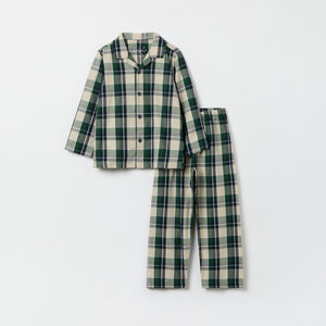 Checked Kids Pyjamas from the Polarn O. Pyret kidswear collection. Nordic kids clothes made from sustainable sources.