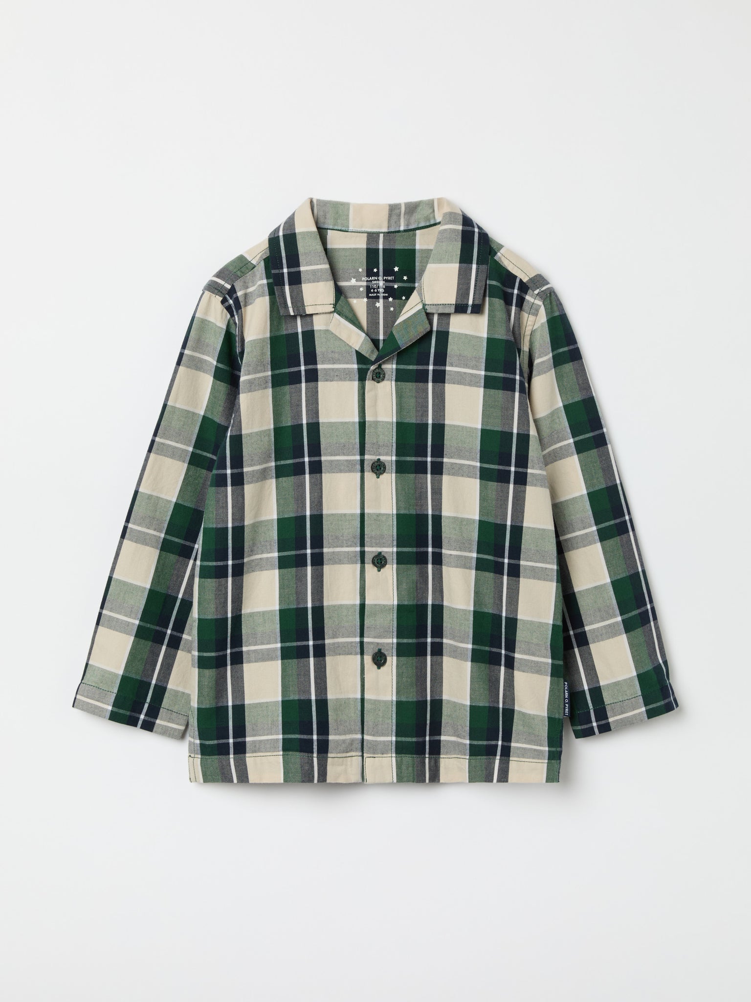 Checked Kids Pyjamas from the Polarn O. Pyret kidswear collection. Nordic kids clothes made from sustainable sources.