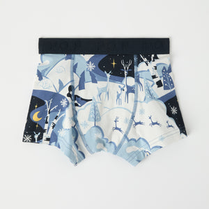 Christmas Print Boys Boxers from the Polarn O. Pyret kidswear collection. Ethically produced kids clothing.