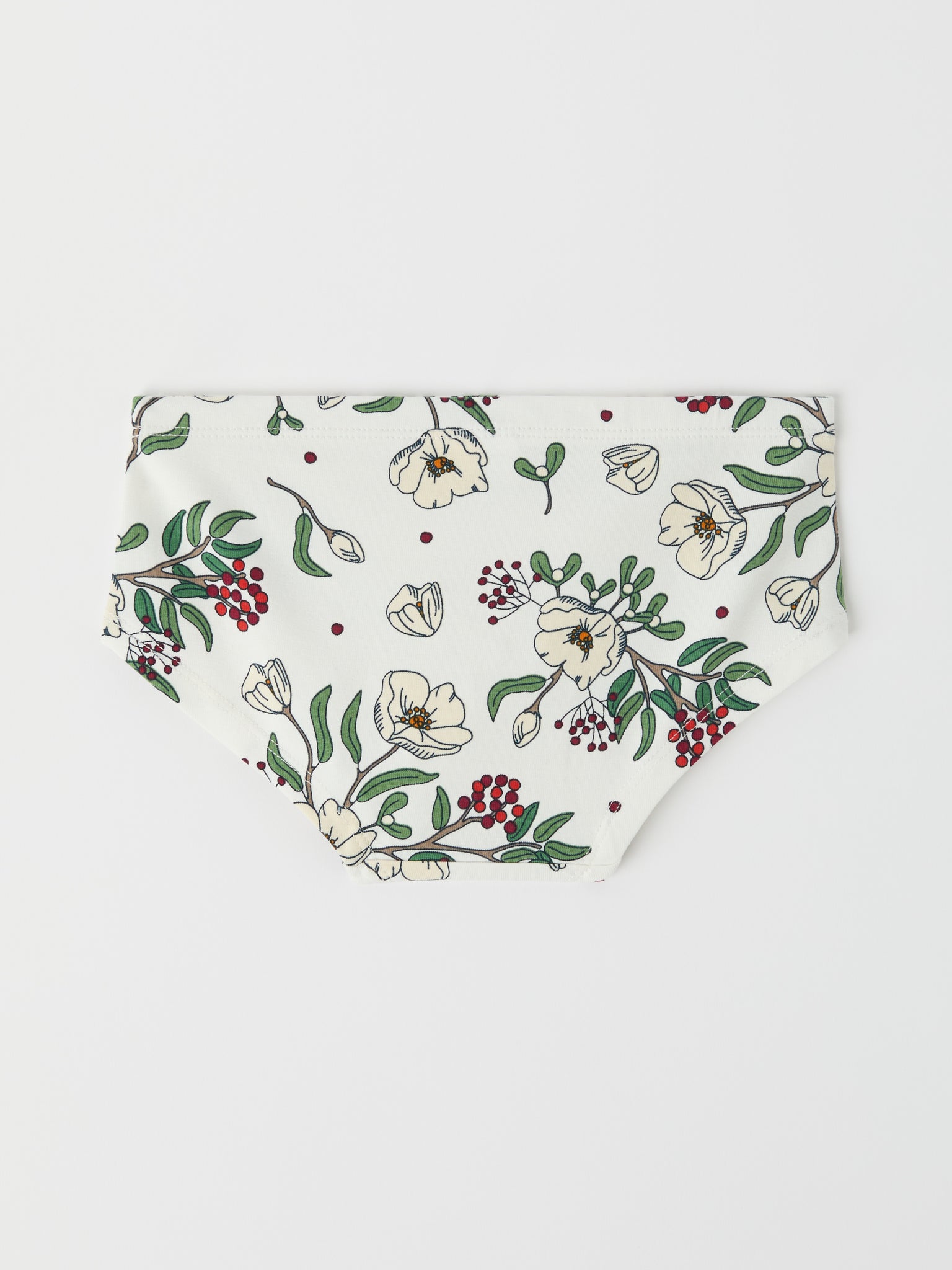 Festive Floral Print Girls Hipster Briefs from the Polarn O. Pyret kidswear collection. Nordic kids clothes made from sustainable sources.