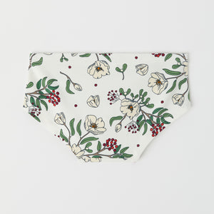 Festive Floral Print Girls Hipster Briefs from the Polarn O. Pyret kidswear collection. Nordic kids clothes made from sustainable sources.