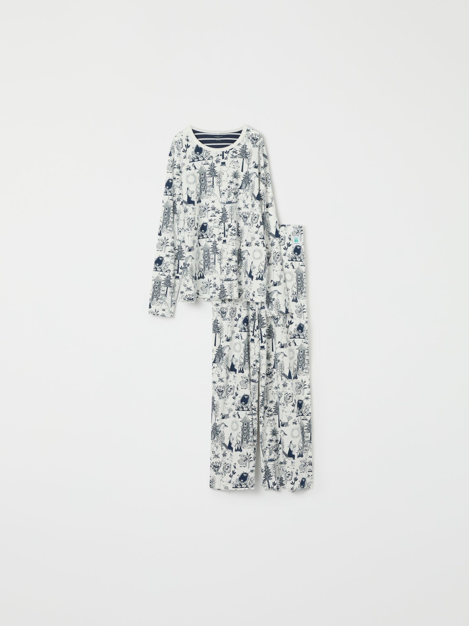 Moomin Print Adult Pyjamas from the Polarn O. Pyret adult collection. Nordic kids clothes made from sustainable sources.