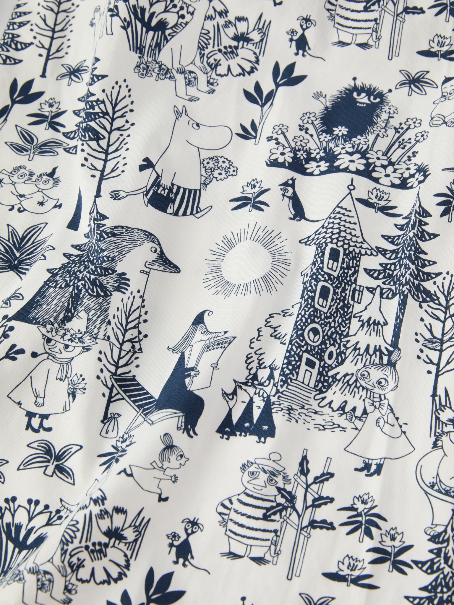 Moomin Print Adult Pyjamas from the Polarn O. Pyret adult collection. Nordic kids clothes made from sustainable sources.