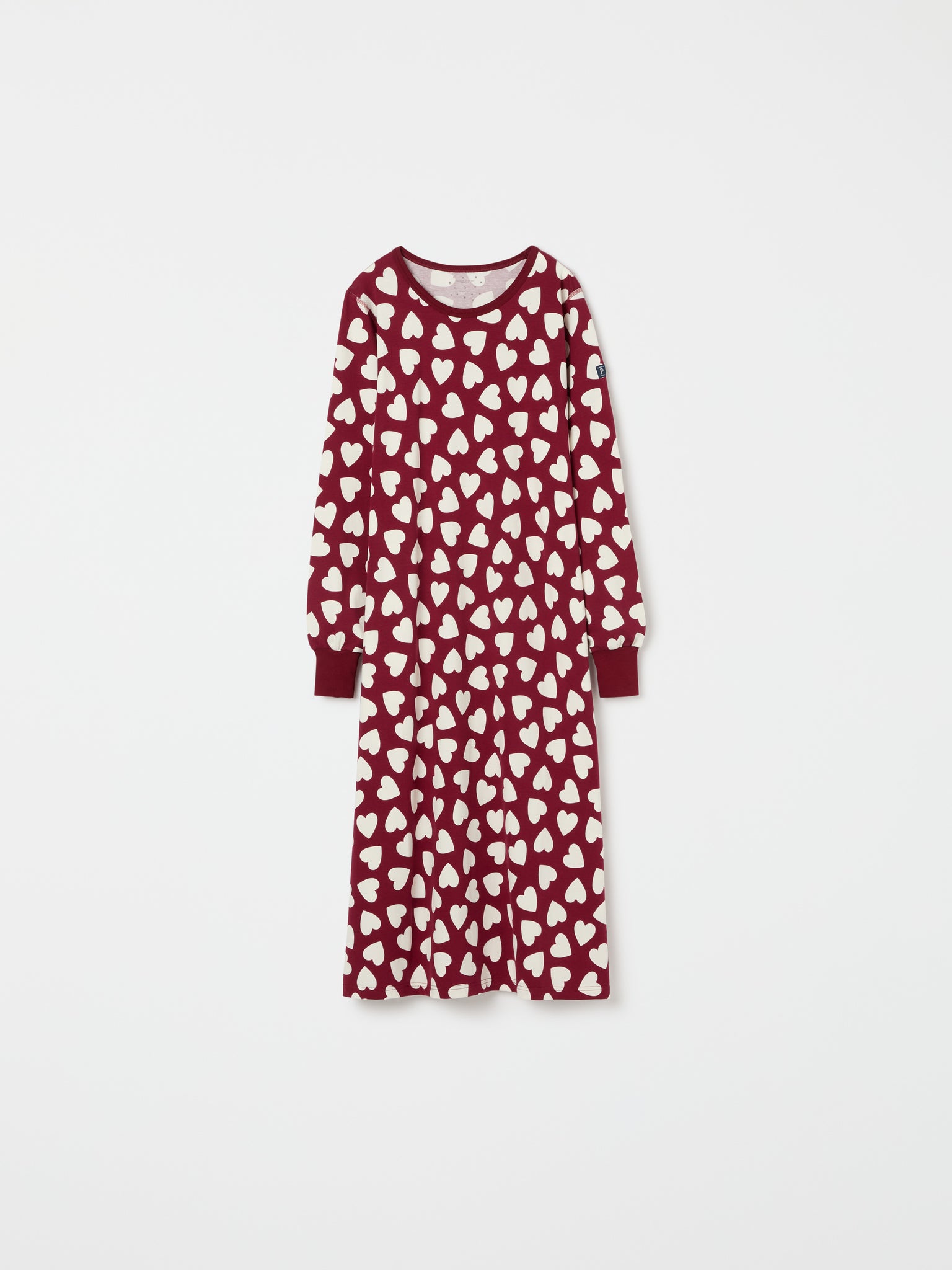 Organic Cotton Heart Print Adult Nightdress from the Polarn O. Pyret kidswear collection. Clothes made using sustainably sourced materials.