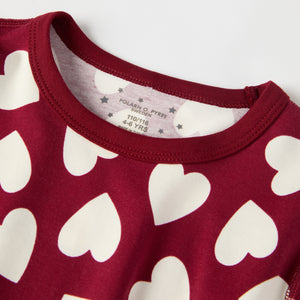 Heart Print Kids Pyjamas from the Polarn O. Pyret kidswear collection. Nordic kids clothes made from sustainable sources.