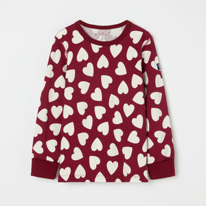 Heart Print Kids Pyjamas from the Polarn O. Pyret kidswear collection. Nordic kids clothes made from sustainable sources.