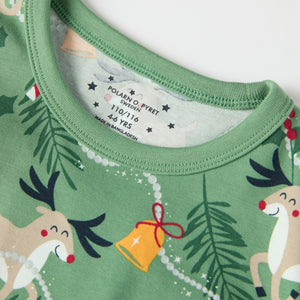 Reindeer Print Kids Pyjamas from the Polarn O. Pyret kidswear collection. Clothes made using sustainably sourced materials.