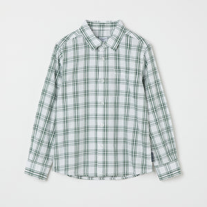 Green Cotton Checked Kids Shirt from the Polarn O. Pyret kidswear collection. Nordic kids clothes made from sustainable sources.