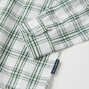 Green Cotton Checked Kids Shirt from the Polarn O. Pyret kidswear collection. Nordic kids clothes made from sustainable sources.