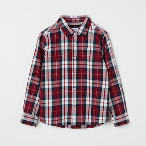 Red Cotton Checked Kids Shirt from the Polarn O. Pyret kidswear collection. Ethically produced kids clothing.