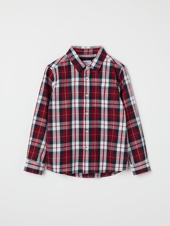 Red Cotton Checked Kids Shirt from the Polarn O. Pyret kidswear collection. Ethically produced kids clothing.