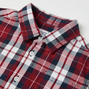 Red Cotton Checked Kids Shirt from the Polarn O. Pyret kidswear collection. Ethically produced kids clothing.