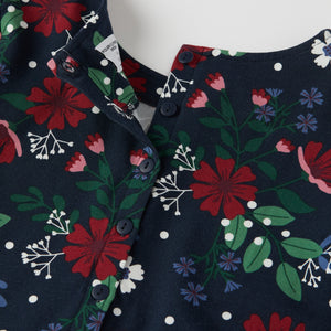 Blue Festive Floral Print Kids Dress from the Polarn O. Pyret kidswear collection. Ethically produced kids clothing.