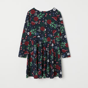 Blue Festive Floral Print Kids Dress from the Polarn O. Pyret kidswear collection. Ethically produced kids clothing.