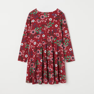 Festive Floral Print Kids Dress from the Polarn O. Pyret kidswear collection. Nordic kids clothes made from sustainable sources.