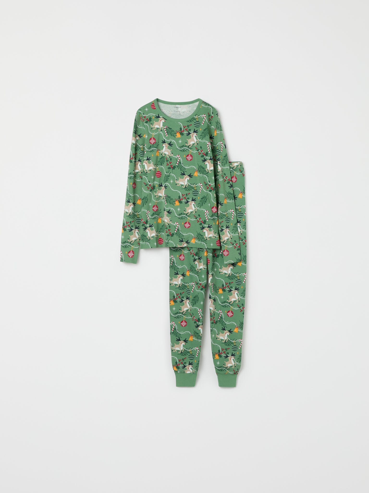 Organic Reindeer Print Adult Pyjamas from the Polarn O. Pyret adult collection. Nordic kids clothes made from sustainable sources.