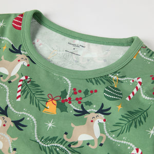 Organic Reindeer Print Adult Pyjamas from the Polarn O. Pyret adult collection. Nordic kids clothes made from sustainable sources.