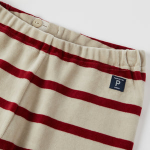 Red Striped Velour Leggings from the Polarn O. Pyret kidswear collection. Ethically produced kids clothing.