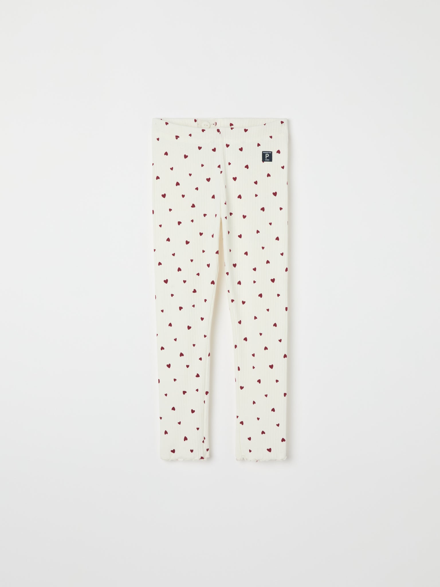 Ribbed Heart Print Leggings from the Polarn O. Pyret kidswear collection. Ethically produced kids clothing.