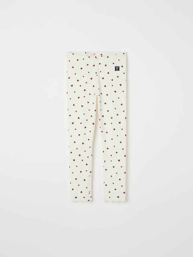 Ribbed Heart Print Leggings from the Polarn O. Pyret kidswear collection. Ethically produced kids clothing.